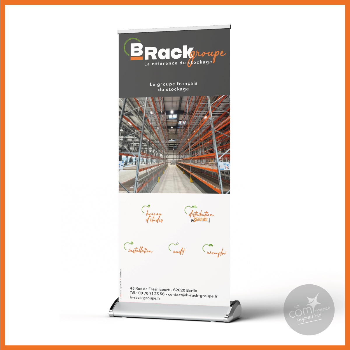 création et impression roll-up déclinaison graphique b-rack groupe douai